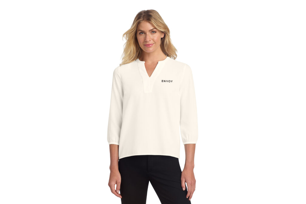 Envoy Mortgage | Mercer+Mettle® Women's Stretch Crepe Long Sleeve Camp Blouse