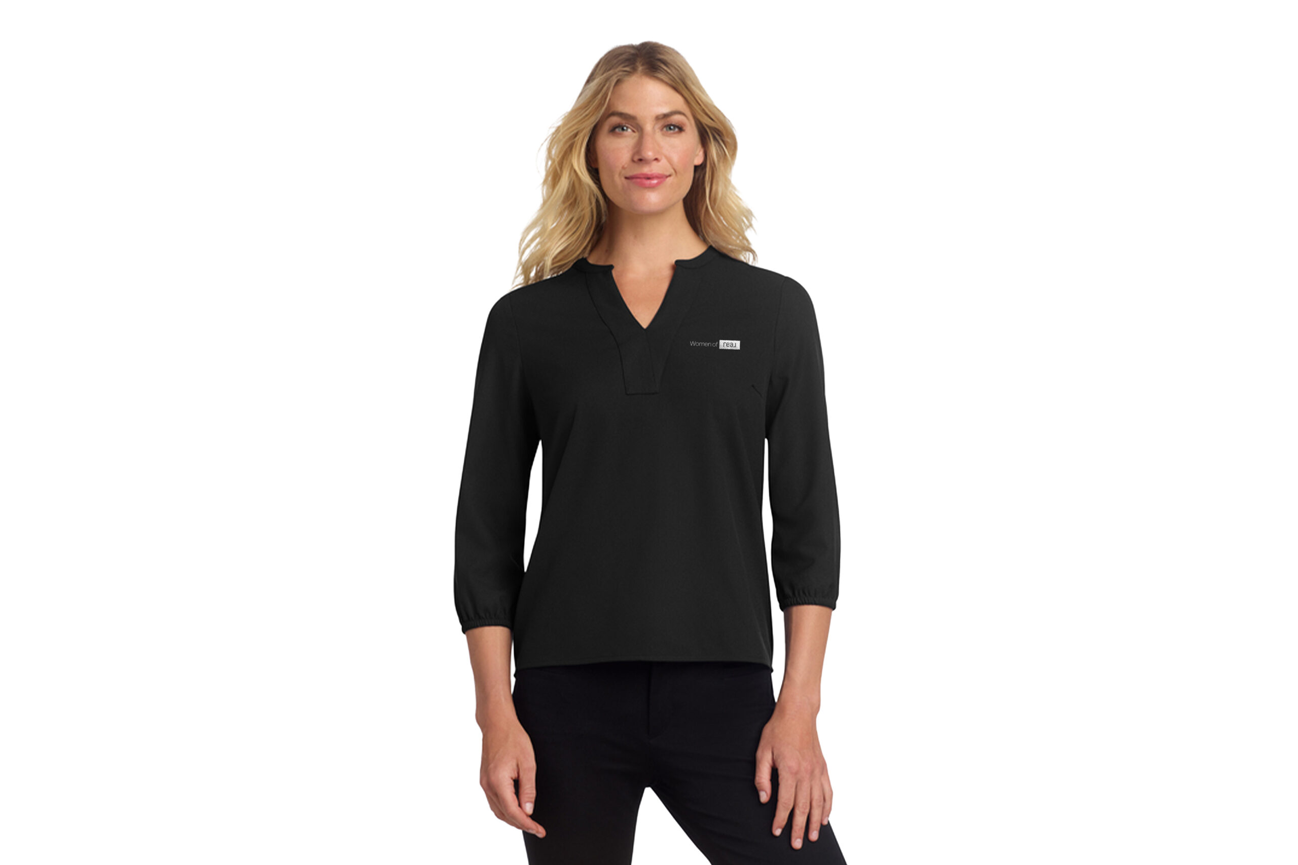 Women of Real | Mercer+Mettle® Women's Stretch Crepe Long Sleeve Camp Blouse - Image 3