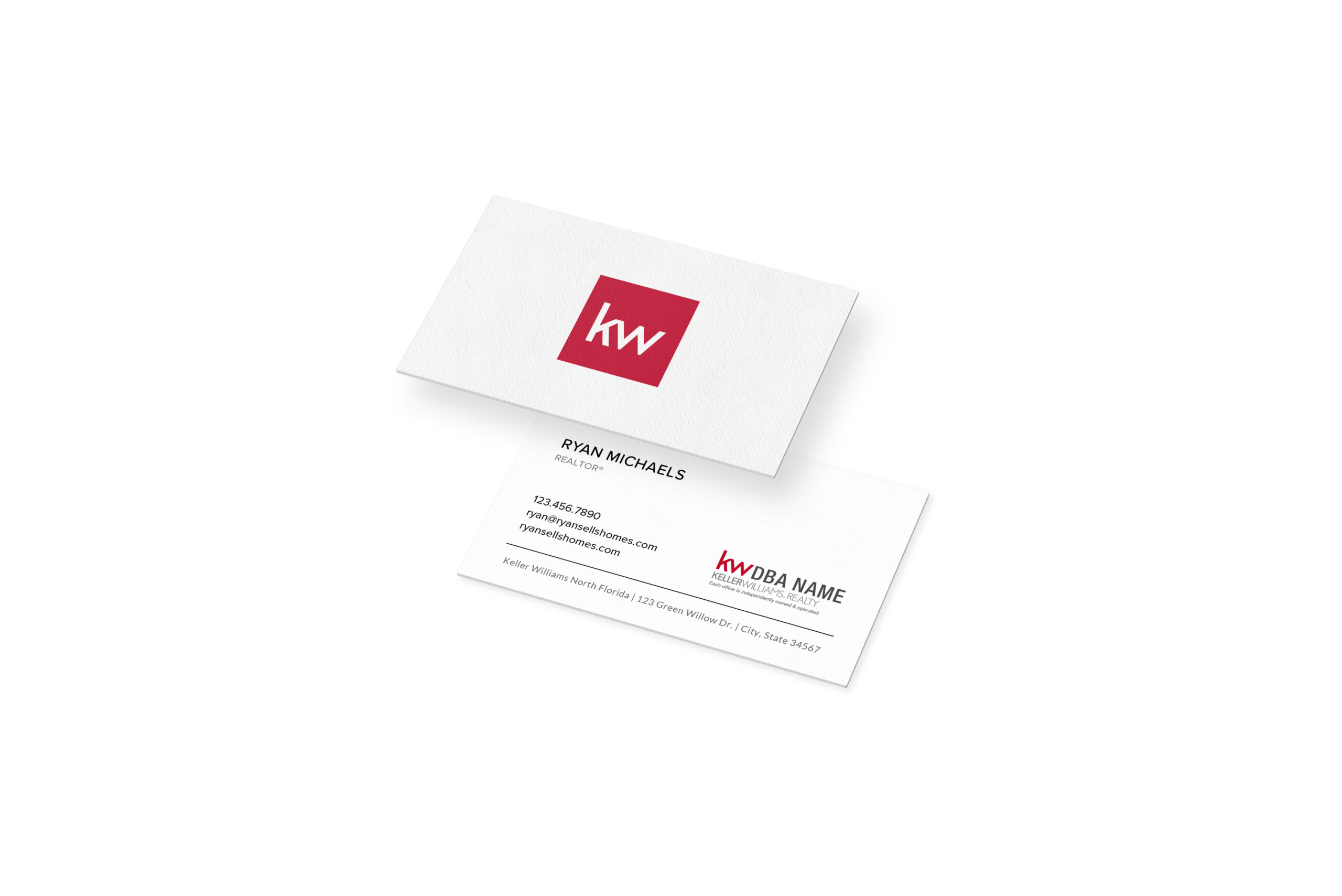 KW | Horizontal Red Square/White Painted Edge Business Card - Image 2
